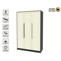 Шкаф распашной Тренд КТ-Ш3 (Антрацит ЛДСП/ Дуб снежный ЛМДФ) Ш1360 В2128 Г547